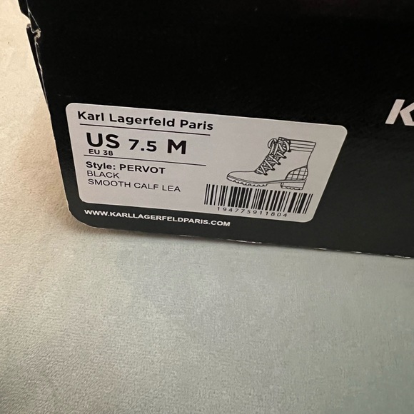 Karl Lagerfeld Paris Pervot black combat style boot with lug gold hardware 7.5 - Picture 14 of 14